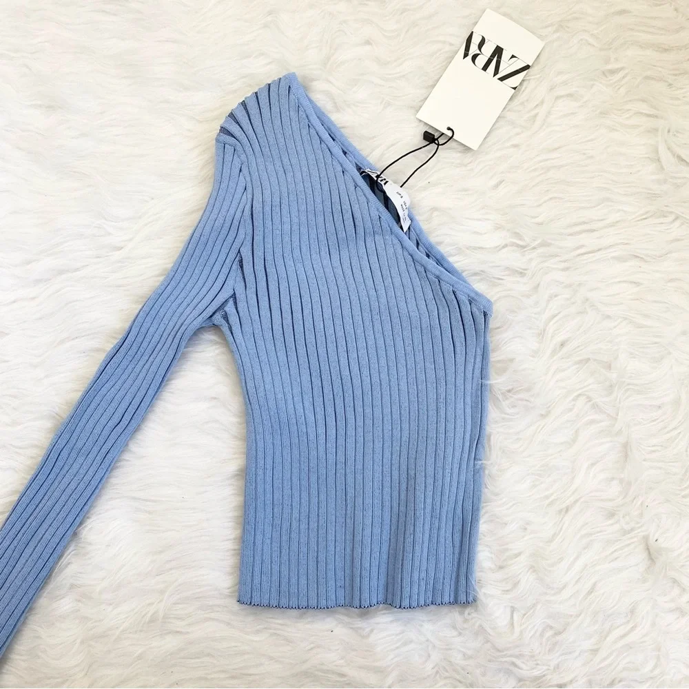 ZARA Blue Ribbed 2 Piece Skirt Set - Picture 2 of 3